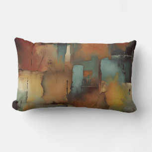Chocolate Patchwork Abstract Lumbar Pillow