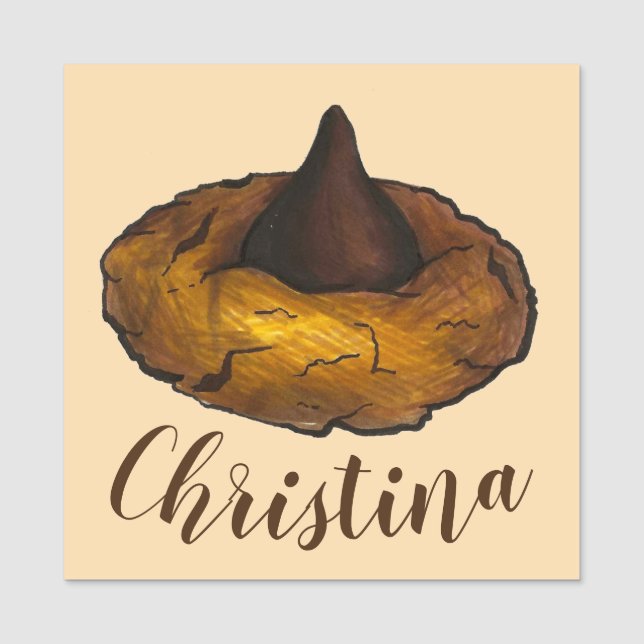 Chocolate Peanut Butter Blossom Cookie Bakery Name Tag (Front)