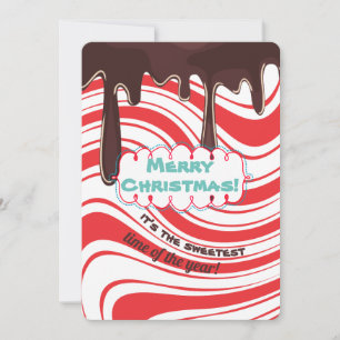 Chocolate peppermint Christmas personalized photo Holiday Card