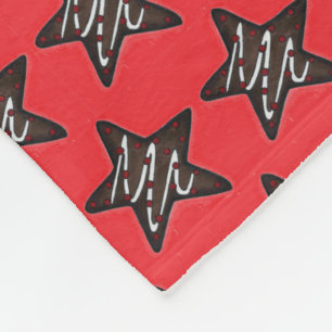 Chocolate Peppermint Star Christmas Holiday Cookie Fleece Blanket