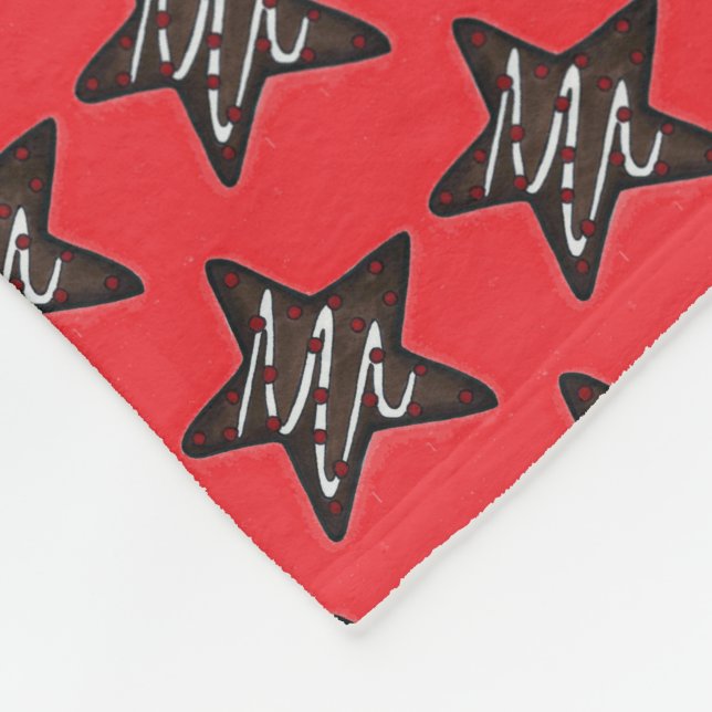 Chocolate Peppermint Star Christmas Holiday Cookie Fleece Blanket (Corner)