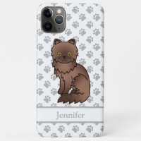 Chocolate Persian Cute Cartoon Cat & Name