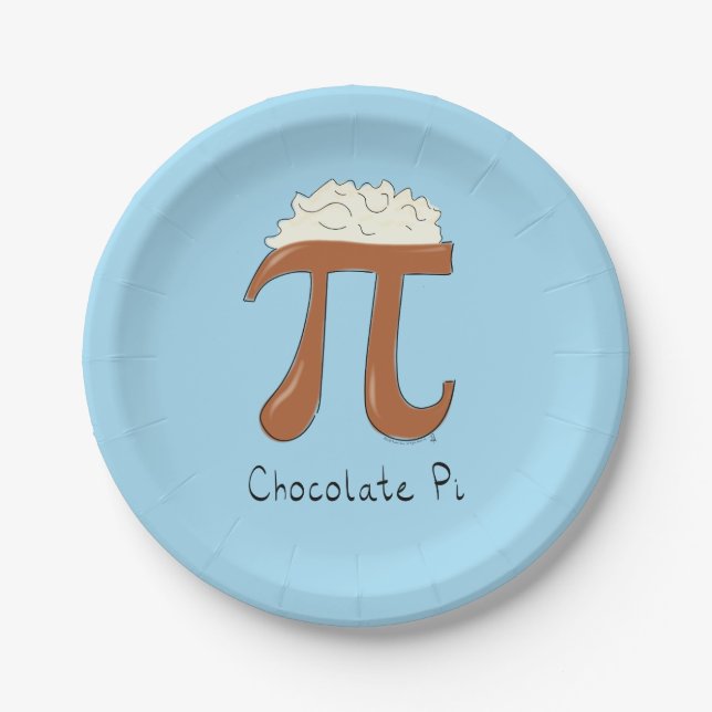Chocolate Pi Cute Math Pi Day Party Paper Plates (Front)