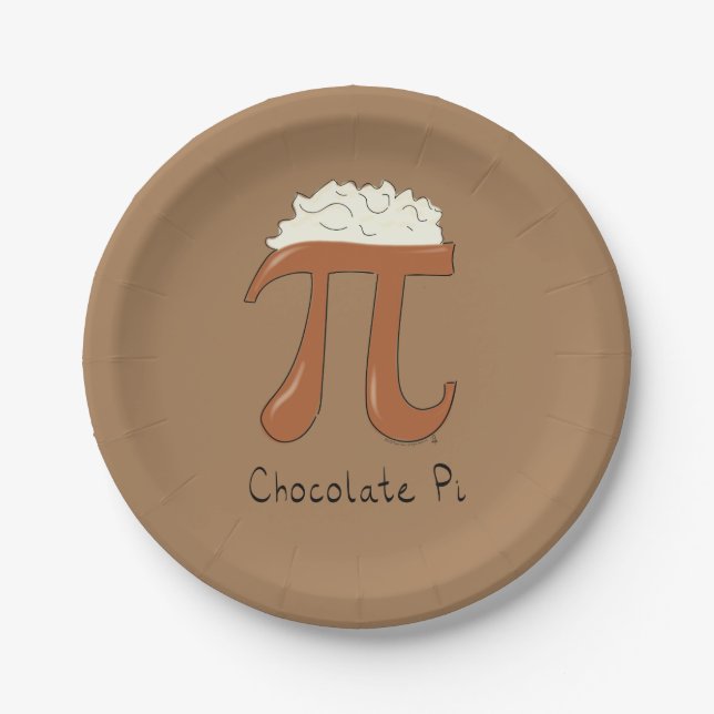 Chocolate Pi Cute Math Pi Day Party Paper Plates (Front)