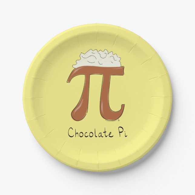 Chocolate Pi Cute Math Pi Day Party Paper Plates (Front)