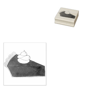 Chocolate Pie Whipped Cream Slice Dessert Baking Rubber Stamp