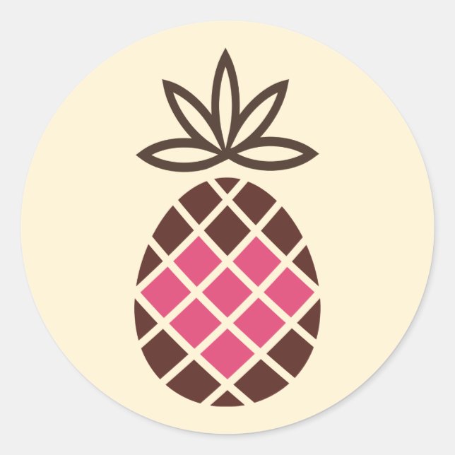 Chocolate pineapple with pink heart classic round sticker (Front)