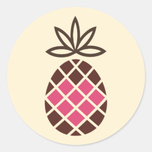 Chocolate pineapple with pink heart classic round sticker