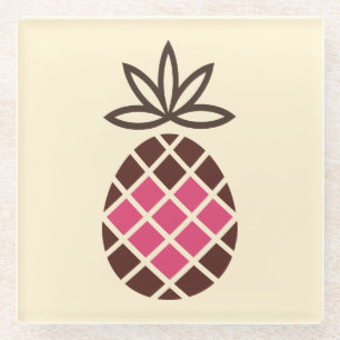 Chocolate pineapple with pink heart glass coaster