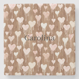 Chocolate Pink Cream Hearts Love Valentine's Day Stone Coaster