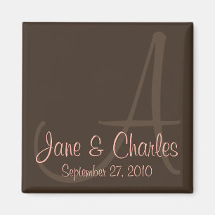 Chocolate & Pink Monogram • Save the Date Magnet