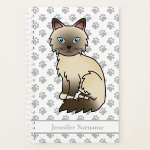 Chocolate Point Birman/Ragdoll Cat And Paws & Text Planner