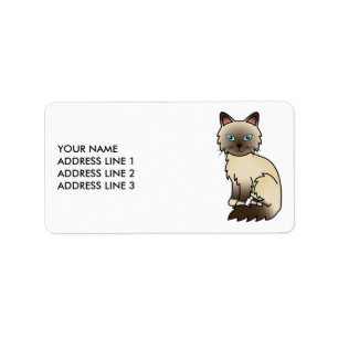 Chocolate Point Birman / Ragdoll Cat & Custom Text Label