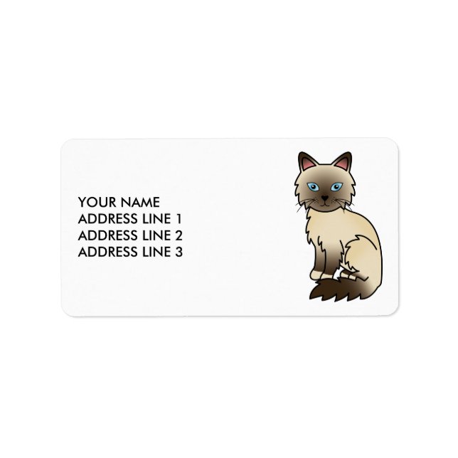 Chocolate Point Birman / Ragdoll Cat & Custom Text Label (Front)