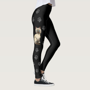 Chocolate Point Birman / Ragdoll Cat & Paws Black Leggings