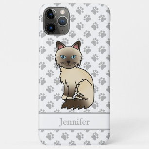 Chocolate Point Birman / Ragdoll Cute Cat & Name iPhone 11 Pro Max Case