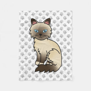 Chocolate Point Birman / Ragdoll Cute Cat & Paws Fleece Blanket