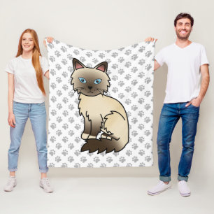 Chocolate Point Birman / Ragdoll Cute Cat & Paws Fleece Blanket