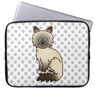 Chocolate Point Birman / Ragdoll Cute Cat & Paws Laptop Sleeve