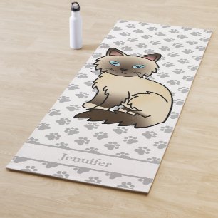 Chocolate Point Birman / Ragdoll With Paws & Name Yoga Mat