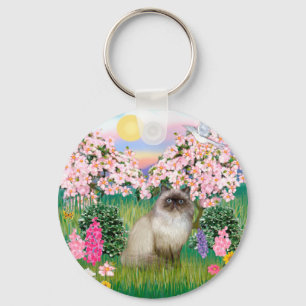 Chocolate Point Himalayan -  Blossoms Keychain