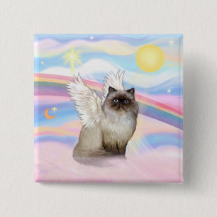 Chocolate Point Himalayan Cat  Angel 2 Inch Square Button