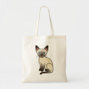 Chocolate Point Siamese Breed Cat Illustration Tote Bag