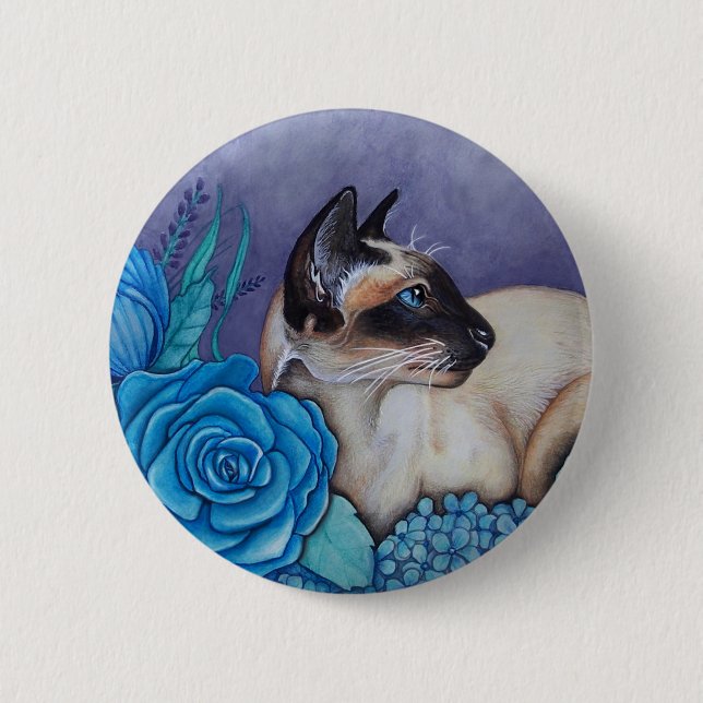 Chocolate Point Siamese  Cat 2 Inch Round Button (Front)