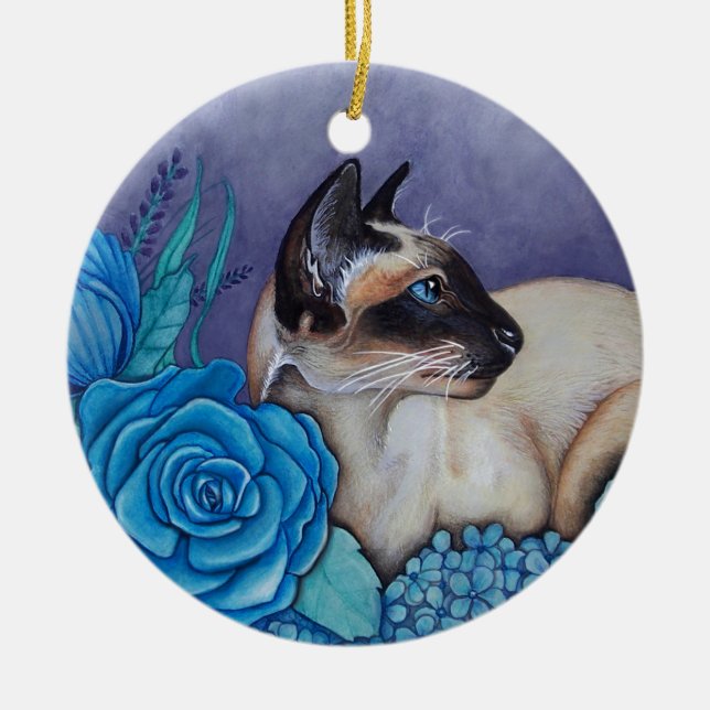 Chocolate Point Siamese Cat Ceramic Ornament (Front)