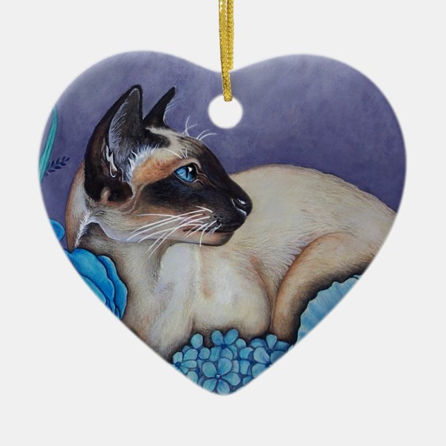 Chocolate Point Siamese Cat Ceramic Ornament (Front)