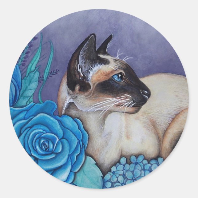 Chocolate Point Siamese  Cat Classic Round Sticker (Front)
