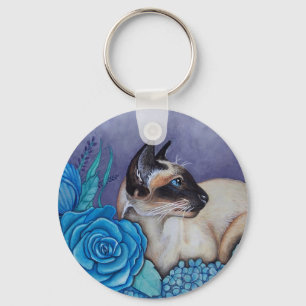 Chocolate Point Siamese Cat Keychain