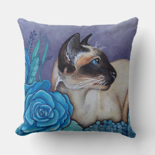 Chocolate Point Siamese Cat Throw Pillow