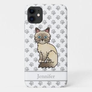 Chocolate Point Tabby Birman Cat & Name iPhone 11 Case
