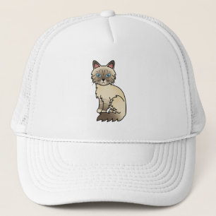 Chocolate Point Tabby Birman / Ragdoll Cartoon Cat Trucker Hat