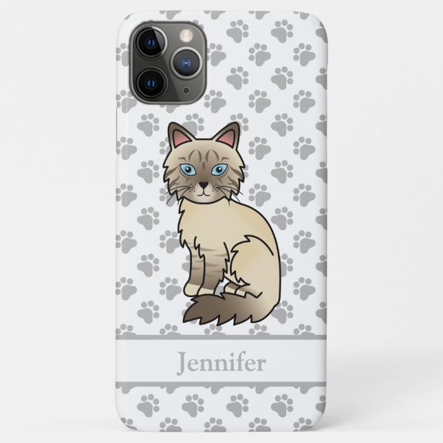 Chocolate Point Tabby Birman / Ragdoll Cat & Name Case-Mate iPhone Case (Back)