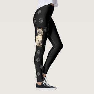 Chocolate Point Tabby Birman / Ragdoll Cat & Paws Leggings