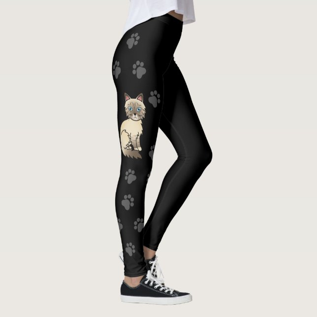 Chocolate Point Tabby Birman / Ragdoll Cat & Paws Leggings (Right)