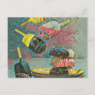 Chocolate popsicle sprinkles postcard