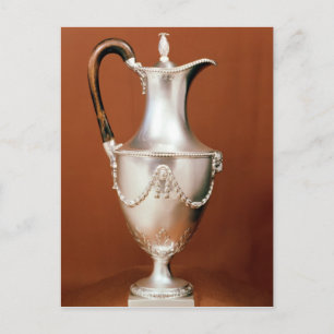 Chocolate-pot, with repousse design and postcard