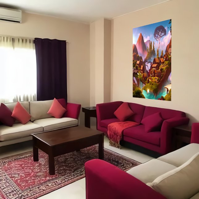 Chocolate pudding village in the mountain | AI Art Poster (Creator Uploaded)