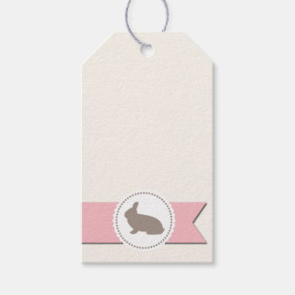 Chocolate Rabbit Pink Ribbon Gift Tags