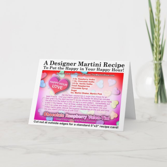 Chocolate Raspberry Valentine Martini Card (Front)