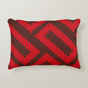 Chocolate Red Geometric Groove Accent Pillow