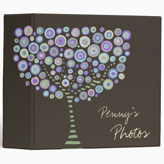 Chocolate Retro Trees Name Custom Photo Album Binder (Front/Spine)