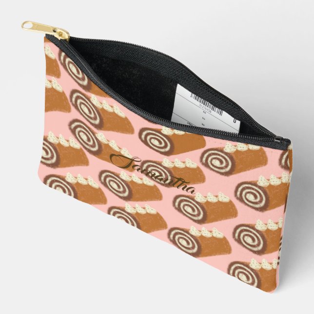 Chocolate Roll Cake Accessory Pouch (Open)