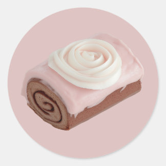  Chocolate Roll Cake with Pink Frosting Classic Round Sticker