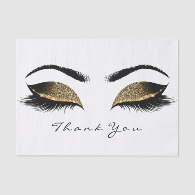 Chocolate Sepia Gold Glitter Thank You Eyes Lashes Tissue Paper (Front)