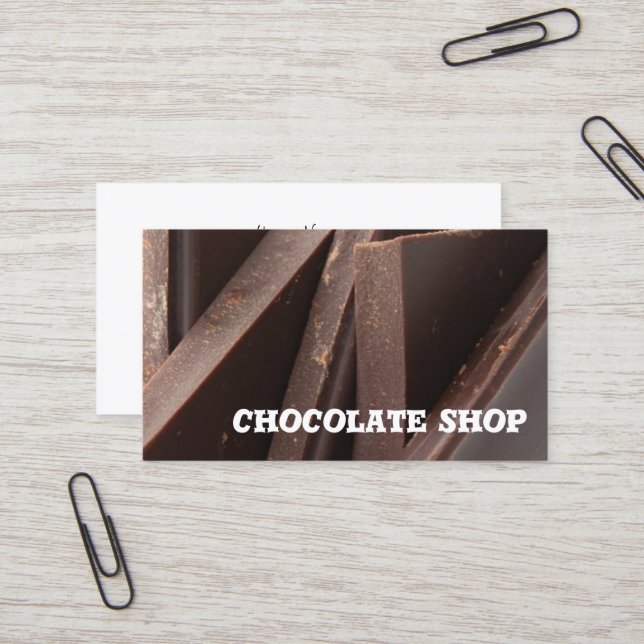 Chocolate Shop Business Card Template (Front/Back In Situ)