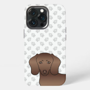 Chocolate Short Hair Dachshund Cartoon Dog & Paws iPhone 13 Pro Case